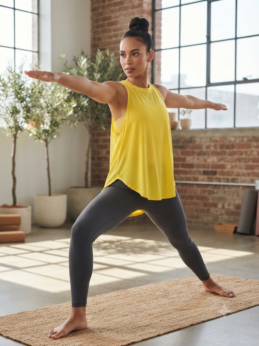 Bright Yellow Sleeveless Scoop-Neck Tank Top